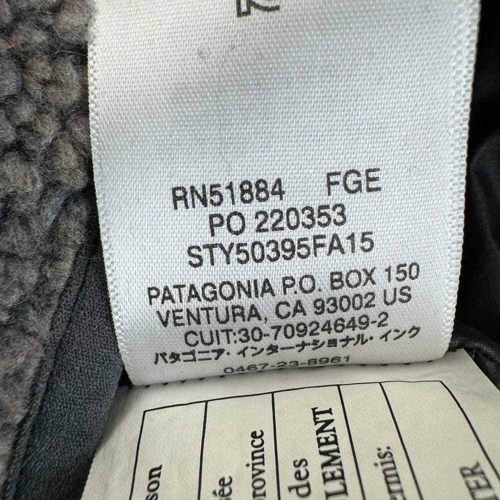 Patagonia Mixed Media Quilted Sherpa Snap-T Pullover Jacket‎ Gray Black Womens S